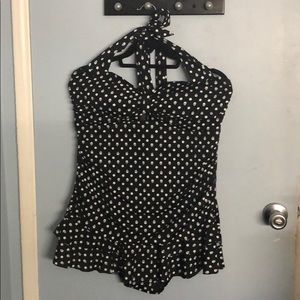 Plus size skull print bathing suit.